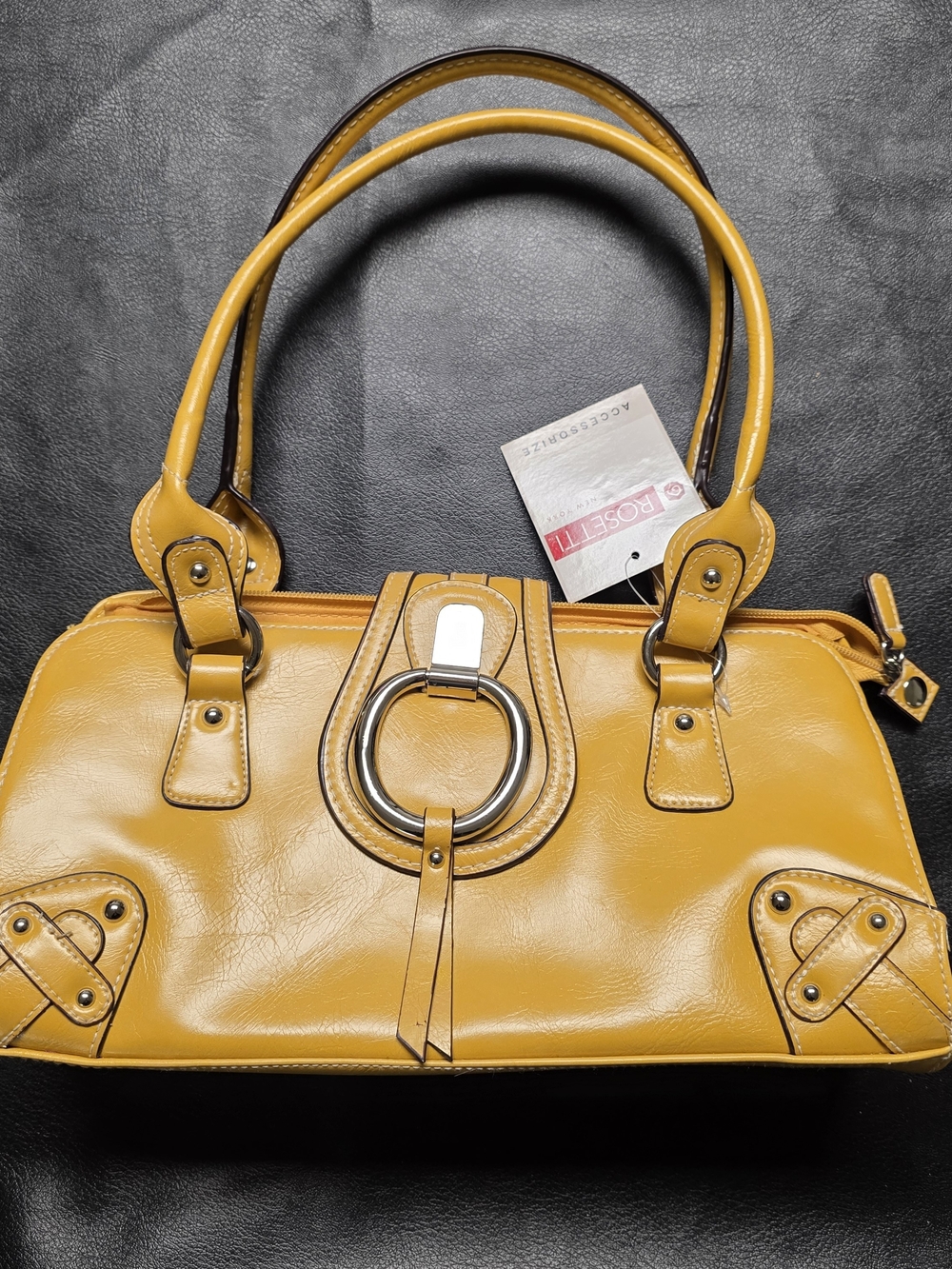 NWT Rosetti Mid-Size Shoulder Bag Mustard Yellow Retro O-Ring Buckle